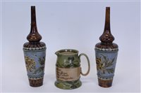 Lot 2018 - Pair of Eliza Simmance Doulton Lambeth vases...