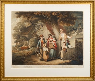 Lot 384 - William Barnard after William Bigg, pair of 19th century coloured mezzotints - 'The Plundering Vagrants' and 'The Peasants Integrity'