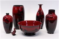 Lot 2023 - Four Royal Doulton flambé vases with landscape...