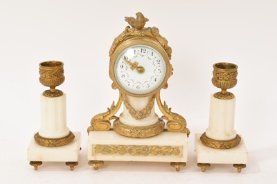 Lot 654 - Late 19th century French small clock garniture