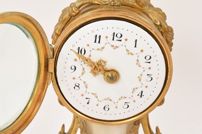 Lot 812 - Late 19th century French small clock garniture