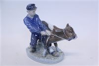 Lot 2028 - Royal Copenhagen figure - boy with cow,...