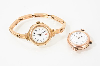 Lot 535 - Two ladies' gold cased wristwatches