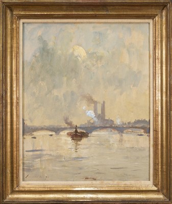 Lot 898 - *Edward Brian Seago (1910-1974) oil on board - Battersea Bridge, signed, 50.5cm x 40.5cm, labels verso, in gilt frame. Provenance
