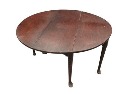 Lot 1205 - George II mahogany dining table, with rounded rectangular drop leaf top on tapered legs and pad feet, approximately 120 x 120cm