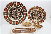 Lot 2039 - Two Royal Crown Derby Imari plates and three...