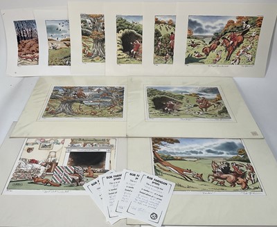 Lot 989 - Bob Farndon, group of ten signed limited edition prints, amusing hunting and shooting subjects, each titled, unframed, average size 30cm x 40cm (10)