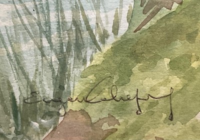 Lot 964 - Eugene Leliepvre (1908-2013) trio of watercolours - Hunting Scenes, signed, 34.5cm x 24.5xm, in glazed gilt frame