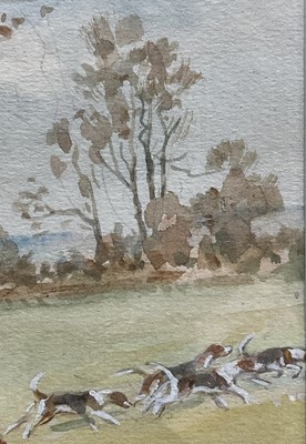 Lot 964 - Eugene Leliepvre (1908-2013) trio of watercolours - Hunting Scenes, signed, 34.5cm x 24.5xm, in glazed gilt frame