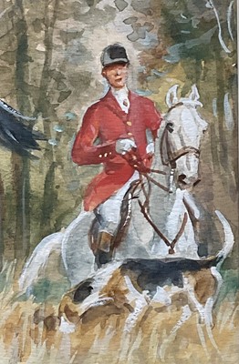 Lot 964 - Eugene Leliepvre (1908-2013) trio of watercolours - Hunting Scenes, signed, 34.5cm x 24.5xm, in glazed gilt frame