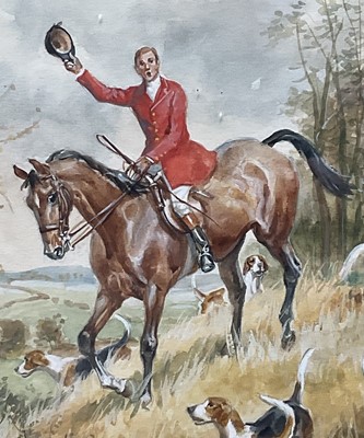 Lot 964 - Eugene Leliepvre (1908-2013) trio of watercolours - Hunting Scenes, signed, 34.5cm x 24.5xm, in glazed gilt frame