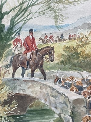 Lot 964 - Eugene Leliepvre (1908-2013) trio of watercolours - Hunting Scenes, signed, 34.5cm x 24.5xm, in glazed gilt frame