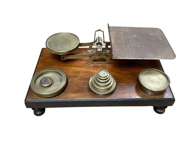 Lot 2462 - Victorian mahogany and brass shopkeeper's scales