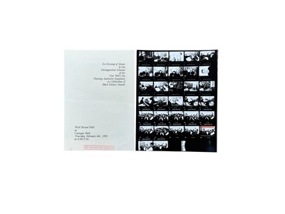 Lot 1428 - Gordon Parks, American, 1912-2006. Black History Month, a collection of photographic thumbprints and negatives, from “An Evening Of Music By The Distinguished Alumni Of The New York City Housing...