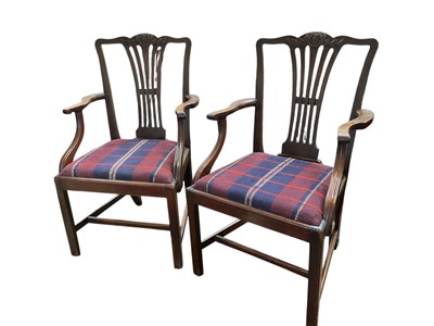 Lot 5344 - Pair of George III mahogany elbow chairs