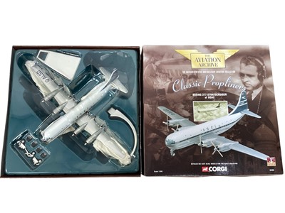 Lot 1946 - Corgi The Aviation Archive 1:144 scale Classic Propliners BOAC Boeing 377 Stratocruiser No.48105 & Frontier Airliners Qantas Lockheed Constellation No.47502, both boxed (2)