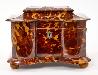 Lot 651 - George IV tortoiseshell and ivory inlaid tea caddy