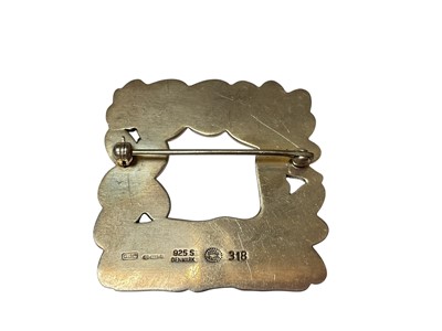 Lot 76 - Georg Jensen Danish silver foliate square brooch with a deer and squirrel, designed by Arno Malinowski, stamped and numbered 318 (London import mark 1972), 4cm