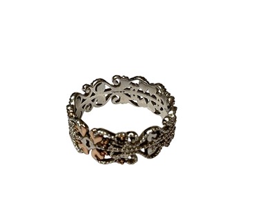 Lot 78 - Clogau Welsh silver ring with keyhole, hearts and foliate scroll decoration, size S½, in original box