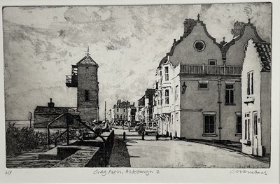 Lot 893 - Derek Chambers (b.1937), signed artist's proof etching - Crag Path, Aldeburgh, 23cm x 35cm, in glazed frame