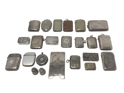 Lot 261 - Collection of 19th century and later silver and white metal items to include George IV vinaigrette, (Birmingham 1829), vesta cases, snuff boxes