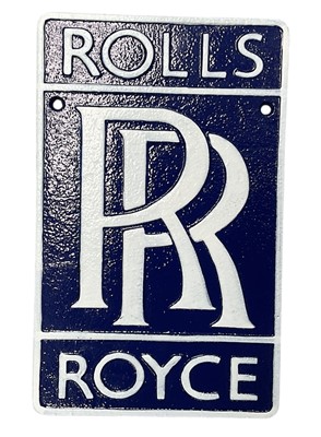Lot 21 - Modern metal garage wall Rolls-Royce plaque / sign, 28.5cm in overall height.