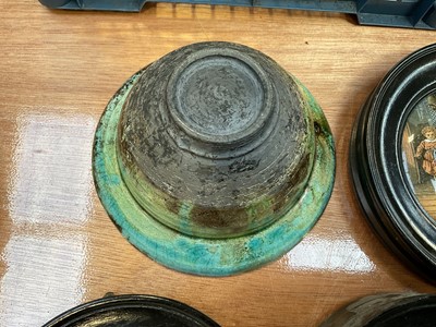 Lot 5004 - Group of Victorian Prattware pot lids and a turquoise bowl, possibly Middle Eastern