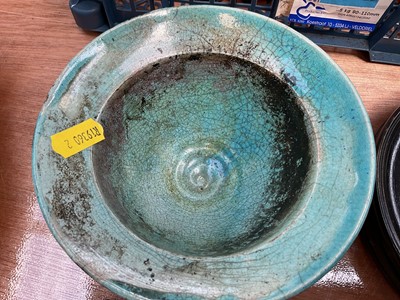 Lot 5004 - Group of Victorian Prattware pot lids and a turquoise bowl, possibly Middle Eastern