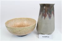 Lot 2108 - Two Ruskin pottery bowls with mottled glaze,...
