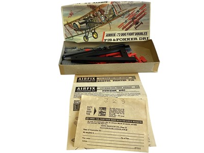 Lot 2038 - Airfix 1:72 Red Stripe model kits F28 & Fokker DR1, No. D261F, Mitsubishi Dinah No.295 & T.B.M.-3 Avenger No.297, plus Series 5 Lancaster B1, No.581 and Frog 1:72 scale Bristol 138/A No....