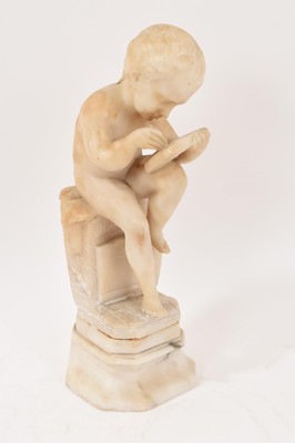Lot 703 - After Antonio Canova, carved alabaster sculpture of a Boy Writing