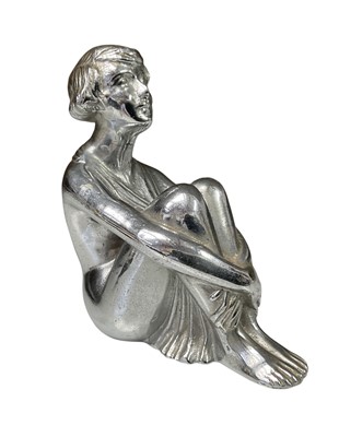 Lot 14 - 1920's / 30's chromium plated car mascot in the form of a seated woman, 9.5cm in overall height.