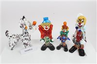 Lot 2129 - Collection of eight Murano glass Clockswns