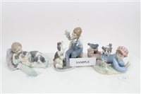 Lot 2159 - Six Lladro porcelain figure groups of children...