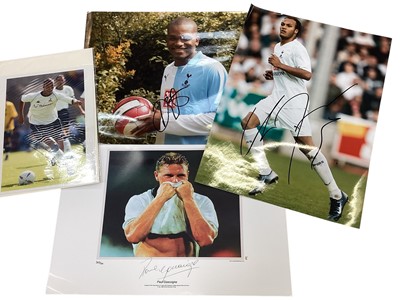 Lot 1468 - Collection of 18 Tottenham Legends hand signed pictures A3 and A4 including Jimmy Greaves, Dave McKay, Paul Gascoigne, Cliff Jones