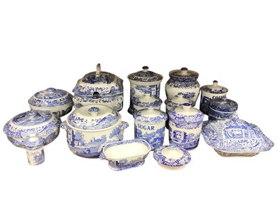 Lot 1233 - Collection of Spode Italian blue and white, including storage jars, tureens etc (15 pieces)