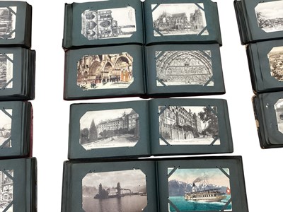 Lot 1487 - Postcards in 10 albums plus some loose including mainly French cards bomb damage, group of Military artist drawn caricatures portraits by Emile Dupris, some street scenes, art, views etc.