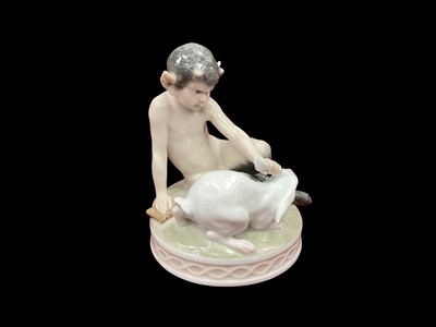 Lot 1214 - Royal Copenhagen porcelain figure - Fawn with rabbit, model no. 439