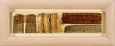 Lot 1135 - Jason Gathorne Hardy (b. 1968) earth pigments on oak - River Alde boundary III, 10 x 38cm, framed