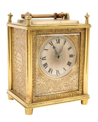 Lot 600 - Decorative carriage clock with 18th century fusee escapement signed Frederick Crafts, London