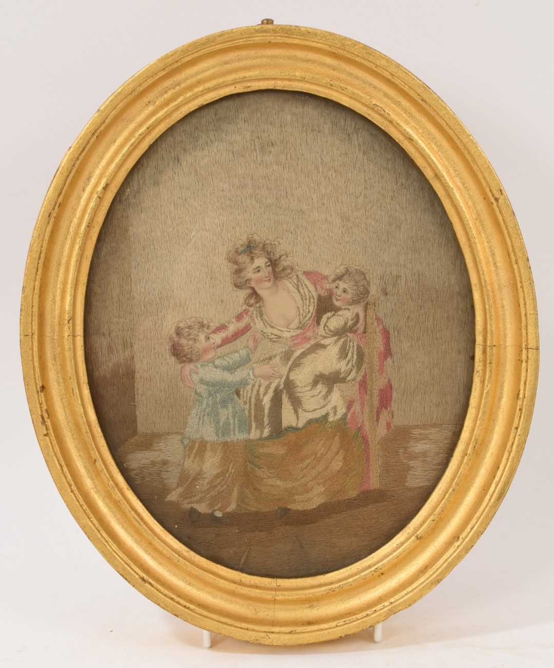 Lot 5001 - George III silkwork oval picture