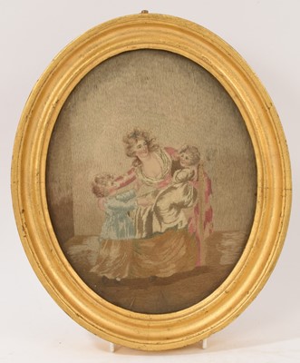 Lot 5001 - George III silkwork oval picture