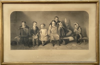 Lot 258 - After T. Webster, Victorian black and white engraving 'The Smile', published 1850, 38cm x 60cm, in glazed gilt frame