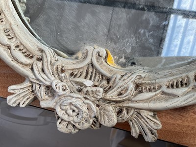 Lot 5073 - Victorian glass and brass fire screen together with a modern white painted wall mirror, (2).