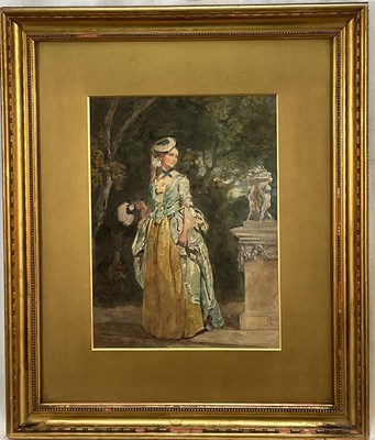 Lot 212 - English School, late 19th / early 20th century, watercolour - study of a lady in 18th century costume