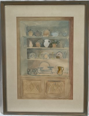 Lot 211 - Charlotte Ardizonne (1943-2012) watercolour, kitchen dresser
