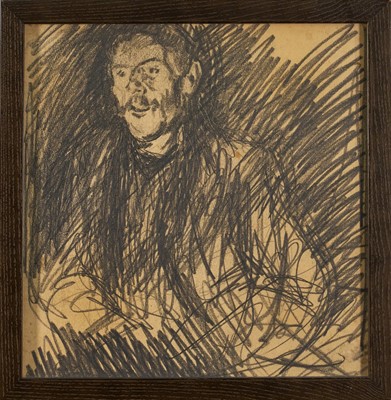 Lot 1069 - Harry Becker (1865-1928) graphite on paper, Study of a Man Sitting (member of the Napthine family), 28.5cm x 28cm, in glazed frame