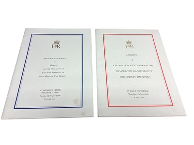 Lot 24 - A group of Official Royal ephemera including Ceremonial for the Marriage of H.R.H. The Prince of Wales to Lady Diana Spencer 1981, Order of Service of Thanksgiving and Remembrance for H.R.H. The P...
