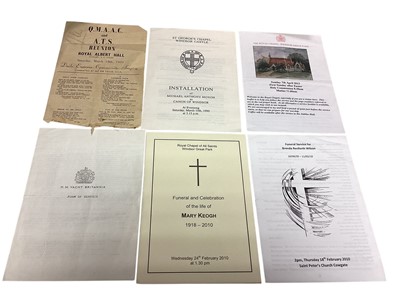 Lot 24 - A group of Official Royal ephemera including Ceremonial for the Marriage of H.R.H. The Prince of Wales to Lady Diana Spencer 1981, Order of Service of Thanksgiving and Remembrance for H.R.H. The P...