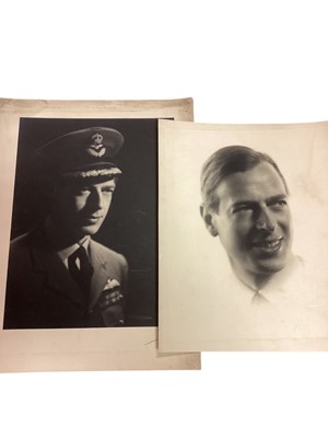 Lot 27 - H.R.H. Prince George Duke of Kent, three fine bromide print portrait photographs of the Duke wearing his RAF uniform by the Harlip Studio, Mayfair and signed by the photographer on the mounts, a...
